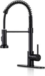 Kitchen Faucets with Pull Down Sprayer Matte Black - Dual Mode Setting Single Handle 1 or 3 Holes Commercial Black Kitchen Sink Faucet with Deck Plate for Farmhouse RV Vessel Basin