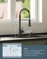 Black Kitchen Faucet with Pull Down Sprayer, Stainless Steel Commercial Single Handle Classic Spring Pull Out Kitchen Sink Faucet for Pot Filler, Farmhouse Camper Bar Laundry Room - Image 2